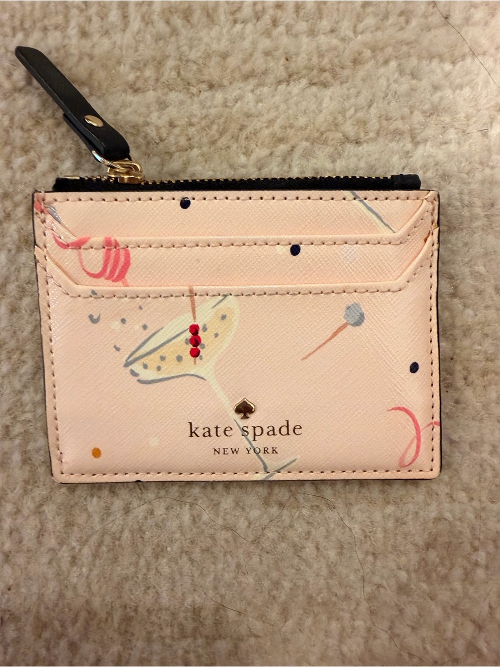 kate spade Pink Floral Print Card Holder with Zip